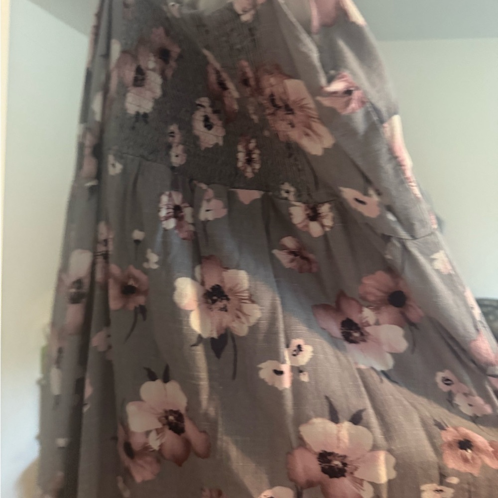 Floral Gray and Pink Dress